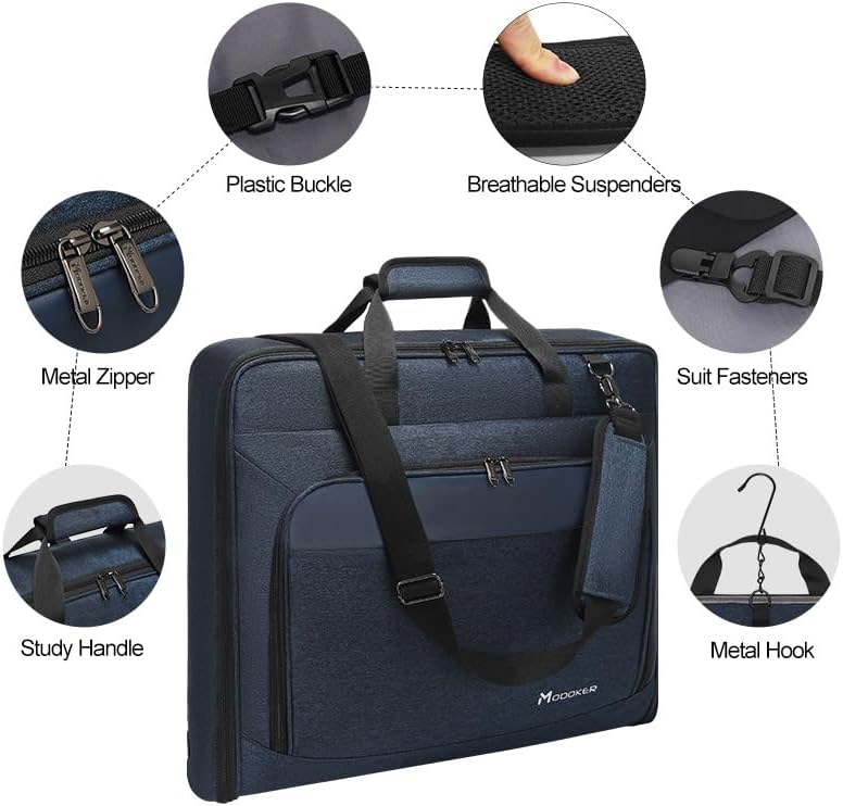 Carry On Garment Bags for Travel Hanging Clothes Suit Bag Luggage Organizer, Foldable Suit Carrier Gift for Men Women