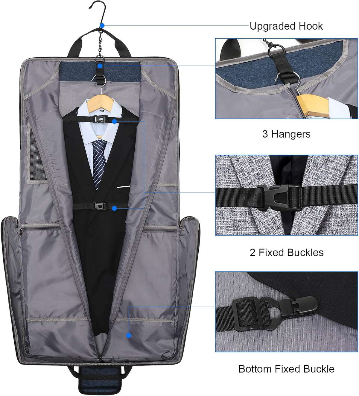 Carry On Garment Bags for Travel Hanging Clothes Suit Bag Luggage Organizer, Foldable Suit Carrier Gift for Men Women