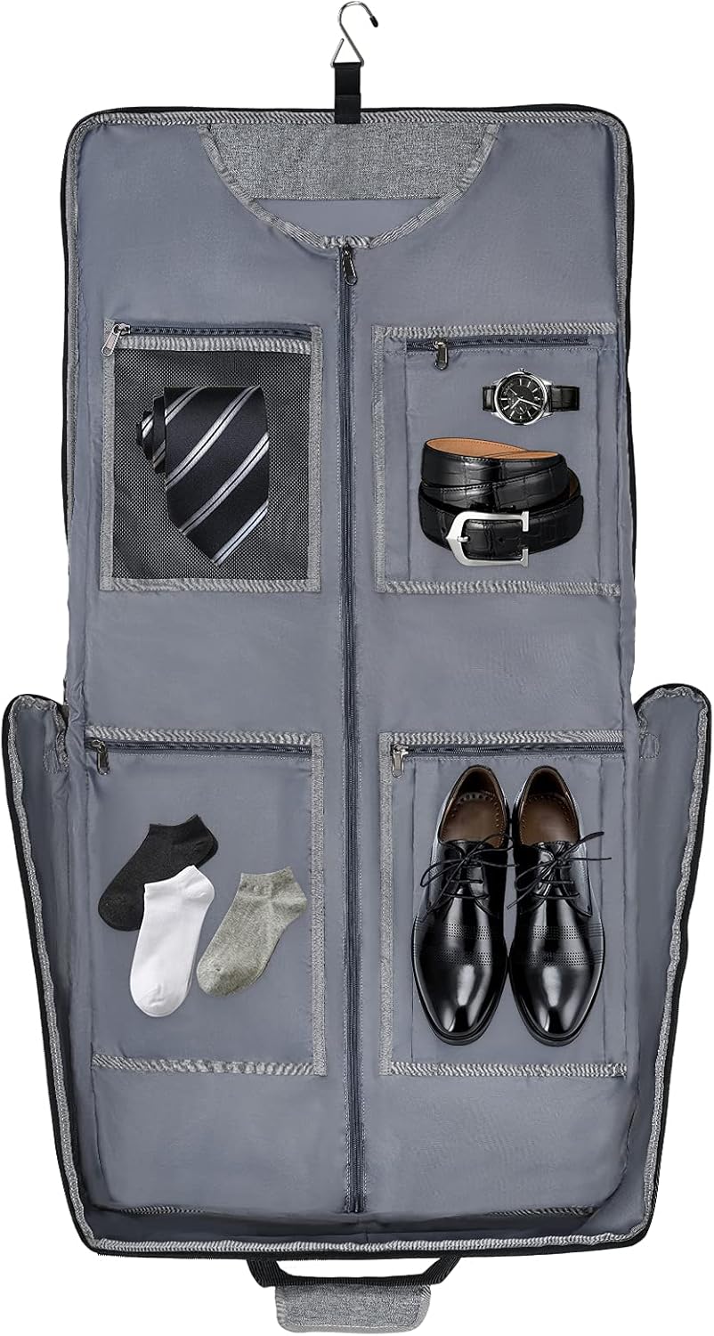 Carry On Garment Bags for Travel Hanging Clothes Suit Bag Luggage Organizer, Foldable Suit Carrier Gift for Men Women