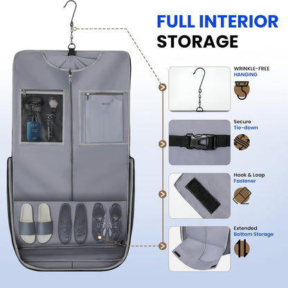 Carry On Garment Bags for Travel Hanging Clothes Suit Bag Luggage Organizer, Foldable Suit Carrier Gift for Men Women