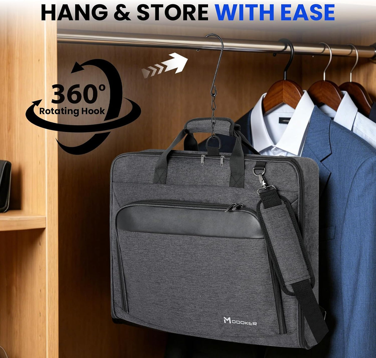 Carry On Garment Bags for Travel Hanging Clothes Suit Bag Luggage Organizer, Foldable Suit Carrier Gift for Men Women
