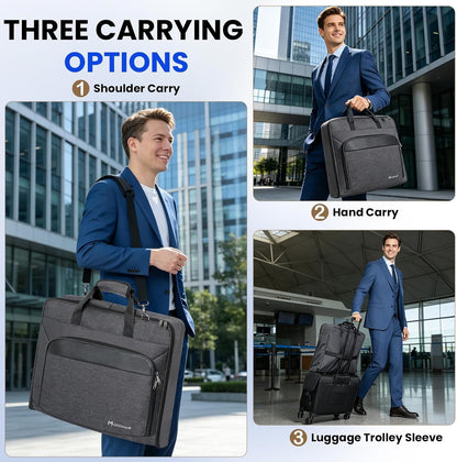 Carry On Garment Bags for Travel Hanging Clothes Suit Bag Luggage Organizer, Foldable Suit Carrier Gift for Men Women