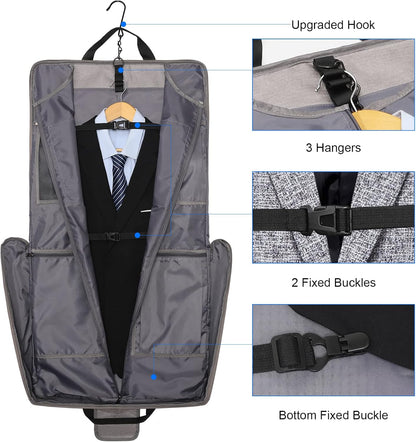Carry On Garment Bags for Travel Hanging Clothes Suit Bag Luggage Organizer, Foldable Suit Carrier Gift for Men Women