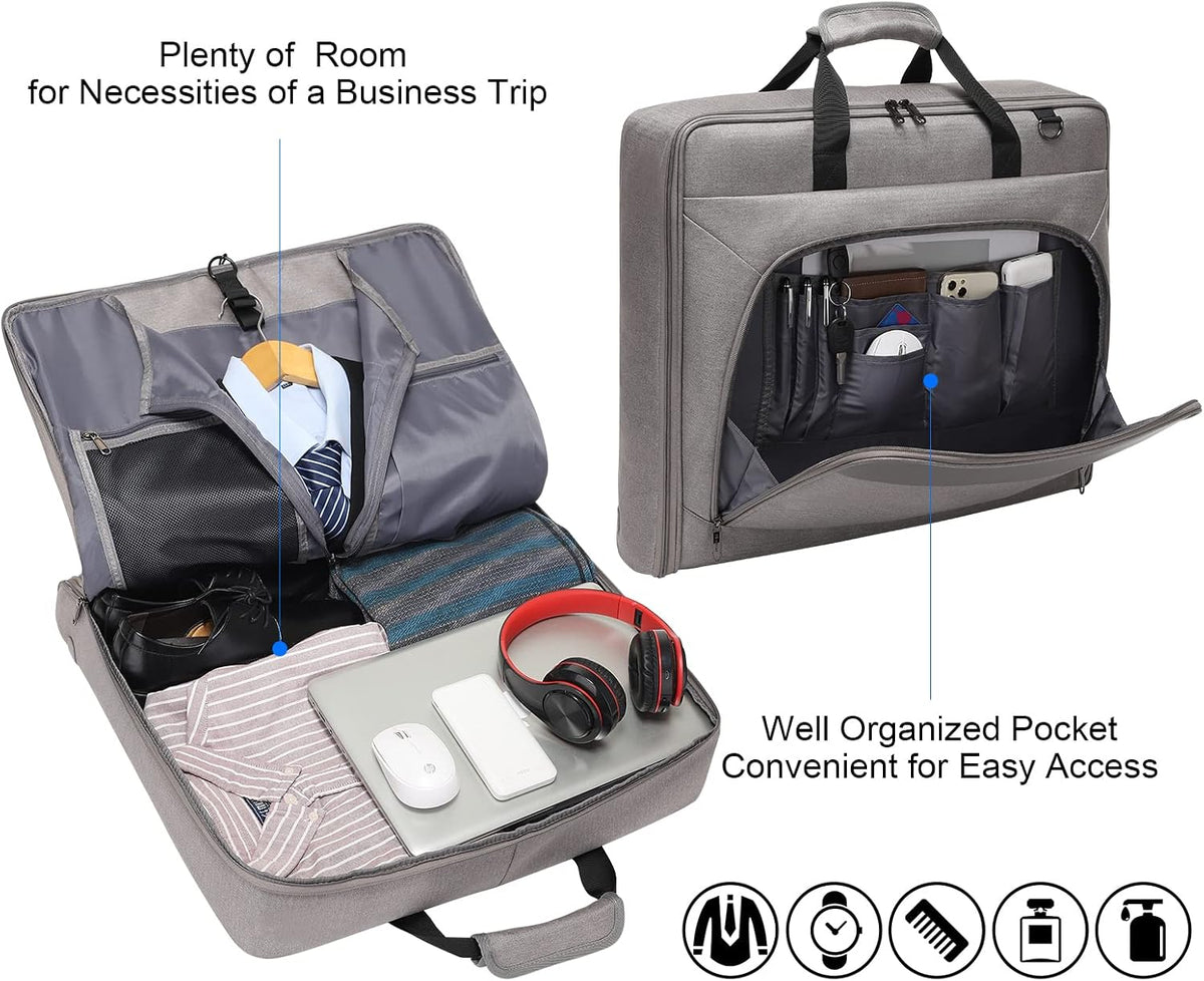 Carry On Garment Bags for Travel Hanging Clothes Suit Bag Luggage Organizer, Foldable Suit Carrier Gift for Men Women