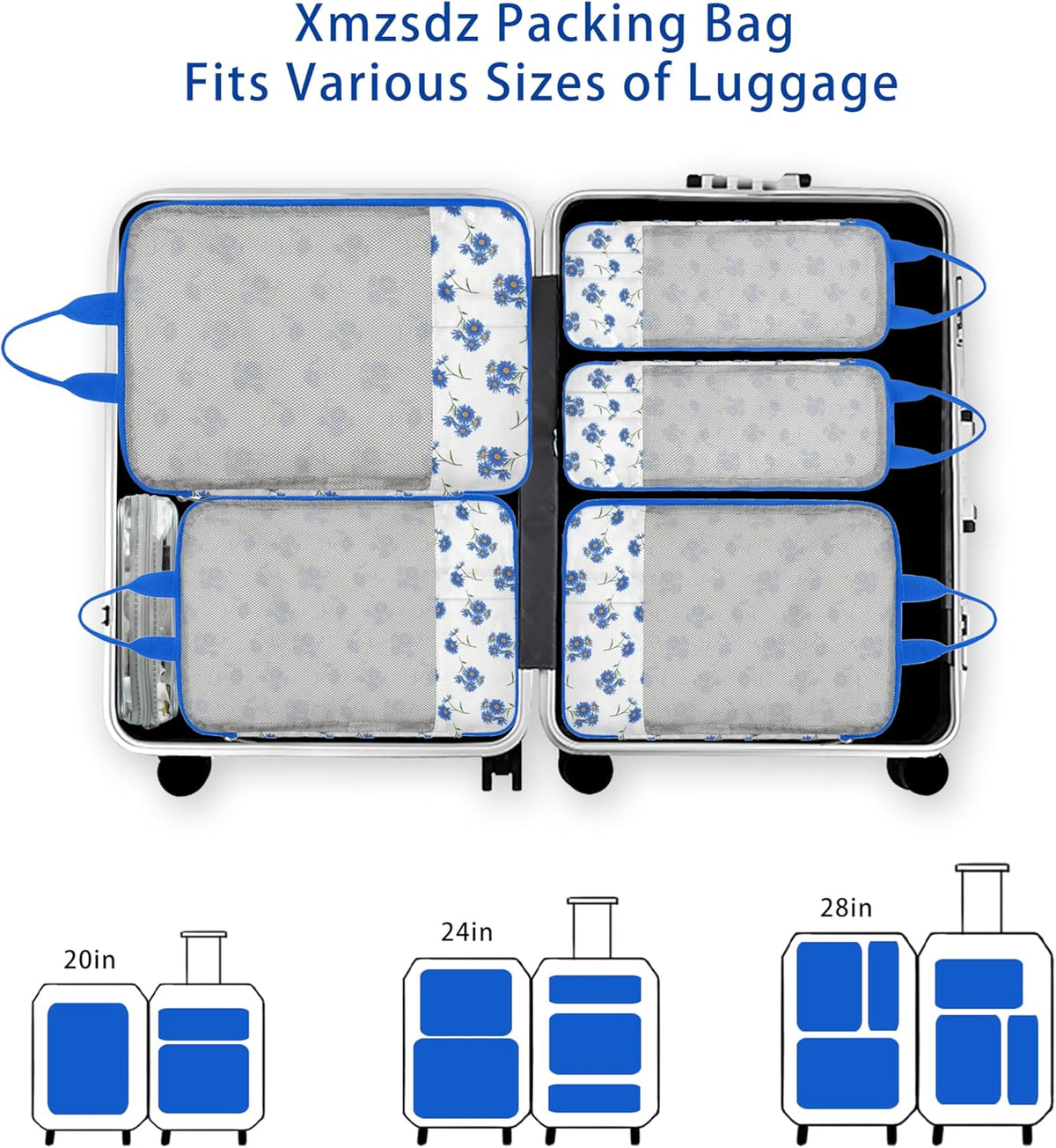 7 Pcs Compression Packing Cubes for Travel Luggage, Lightweight Suitcase Organizer Bags Set, Compression Packaging Cube for Travel Essentials, Packing Cubes for Carry on Suitcase