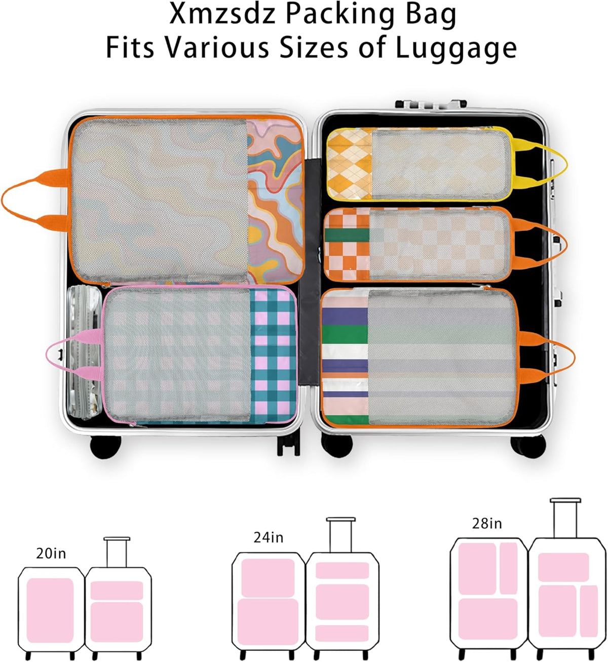 7 Pcs Compression Packing Cubes for Travel Luggage, Lightweight Suitcase Organizer Bags Set, Compression Packaging Cube for Travel Essentials, Packing Cubes for Carry on Suitcase