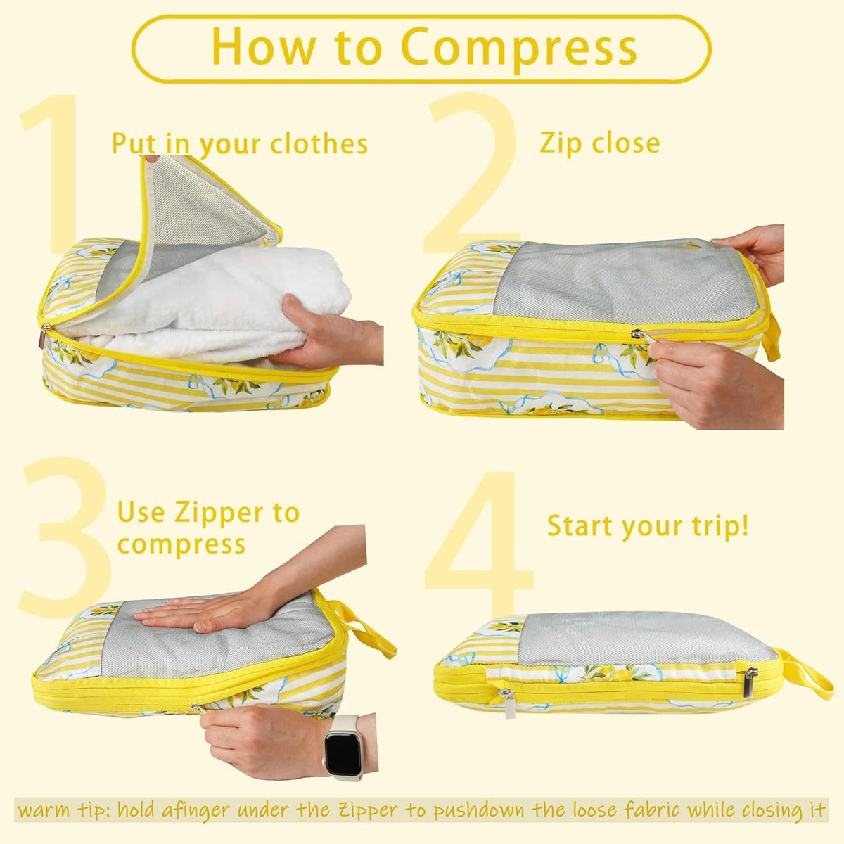 7 Pcs Compression Packing Cubes for Travel Luggage, Lightweight Suitcase Organizer Bags Set, Compression Packaging Cube for Travel Essentials, Packing Cubes for Carry on Suitcase