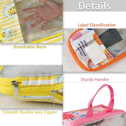 7 Pcs Compression Packing Cubes for Travel Luggage, Lightweight Suitcase Organizer Bags Set, Compression Packaging Cube for Travel Essentials, Packing Cubes for Carry on Suitcase