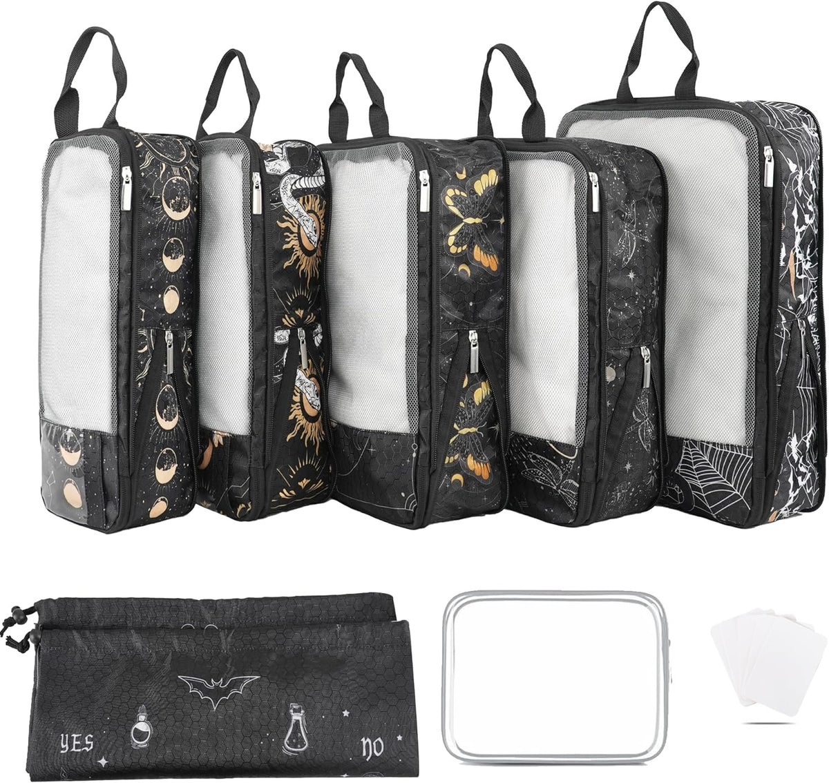 7 Pcs Compression Packing Cubes for Travel Luggage, Lightweight Suitcase Organizer Bags Set, Compression Packaging Cube for Travel Essentials, Packing Cubes for Carry on Suitcase