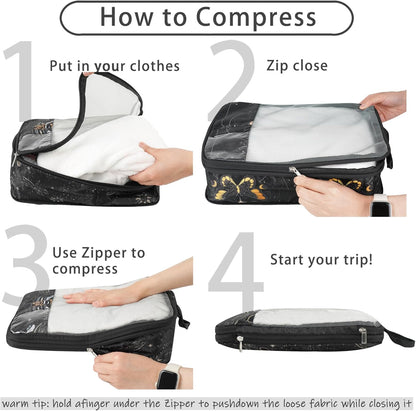 7 Pcs Compression Packing Cubes for Travel Luggage, Lightweight Suitcase Organizer Bags Set, Compression Packaging Cube for Travel Essentials, Packing Cubes for Carry on Suitcase