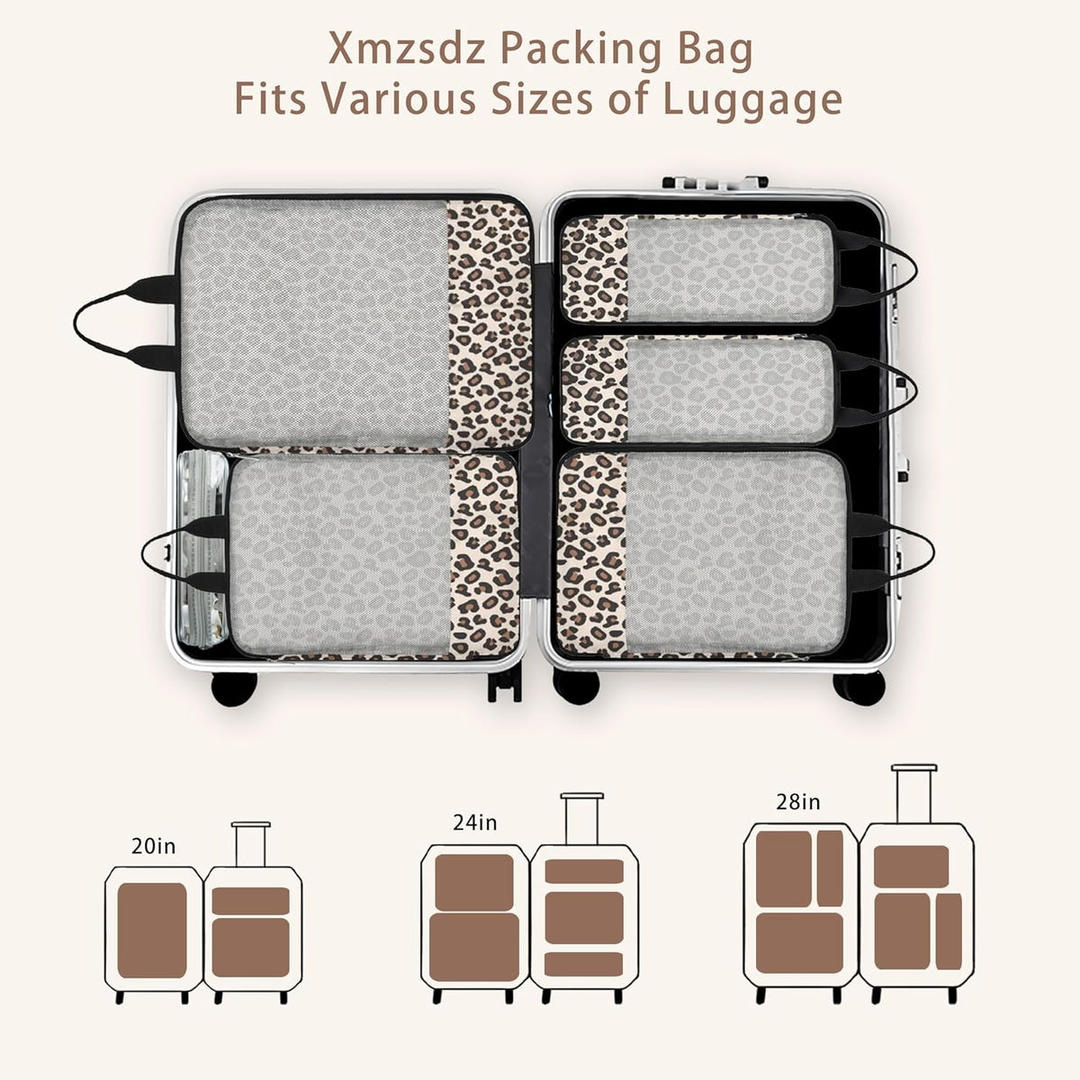 7 Pcs Compression Packing Cubes for Travel Luggage, Lightweight Suitcase Organizer Bags Set, Compression Packaging Cube for Travel Essentials, Packing Cubes for Carry on Suitcase