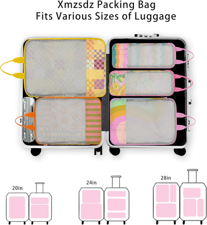 7 Pcs Compression Packing Cubes for Travel Luggage, Lightweight Suitcase Organizer Bags Set, Compression Packaging Cube for Travel Essentials, Packing Cubes for Carry on Suitcase