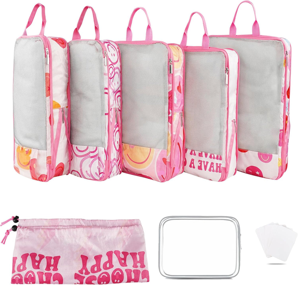 7 Pcs Compression Packing Cubes for Travel Luggage, Lightweight Suitcase Organizer Bags Set, Compression Packaging Cube for Travel Essentials, Packing Cubes for Carry on Suitcase
