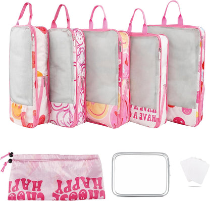 7 Pcs Compression Packing Cubes for Travel Luggage, Lightweight Suitcase Organizer Bags Set, Compression Packaging Cube for Travel Essentials, Packing Cubes for Carry on Suitcase