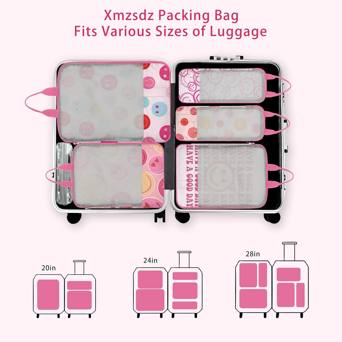 7 Pcs Compression Packing Cubes for Travel Luggage, Lightweight Suitcase Organizer Bags Set, Compression Packaging Cube for Travel Essentials, Packing Cubes for Carry on Suitcase