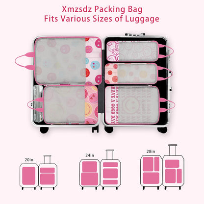 7 Pcs Compression Packing Cubes for Travel Luggage, Lightweight Suitcase Organizer Bags Set, Compression Packaging Cube for Travel Essentials, Packing Cubes for Carry on Suitcase