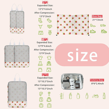 7 Pcs Compression Packing Cubes for Travel Luggage, Lightweight Suitcase Organizer Bags Set, Compression Packaging Cube for Travel Essentials, Packing Cubes for Carry on Suitcase