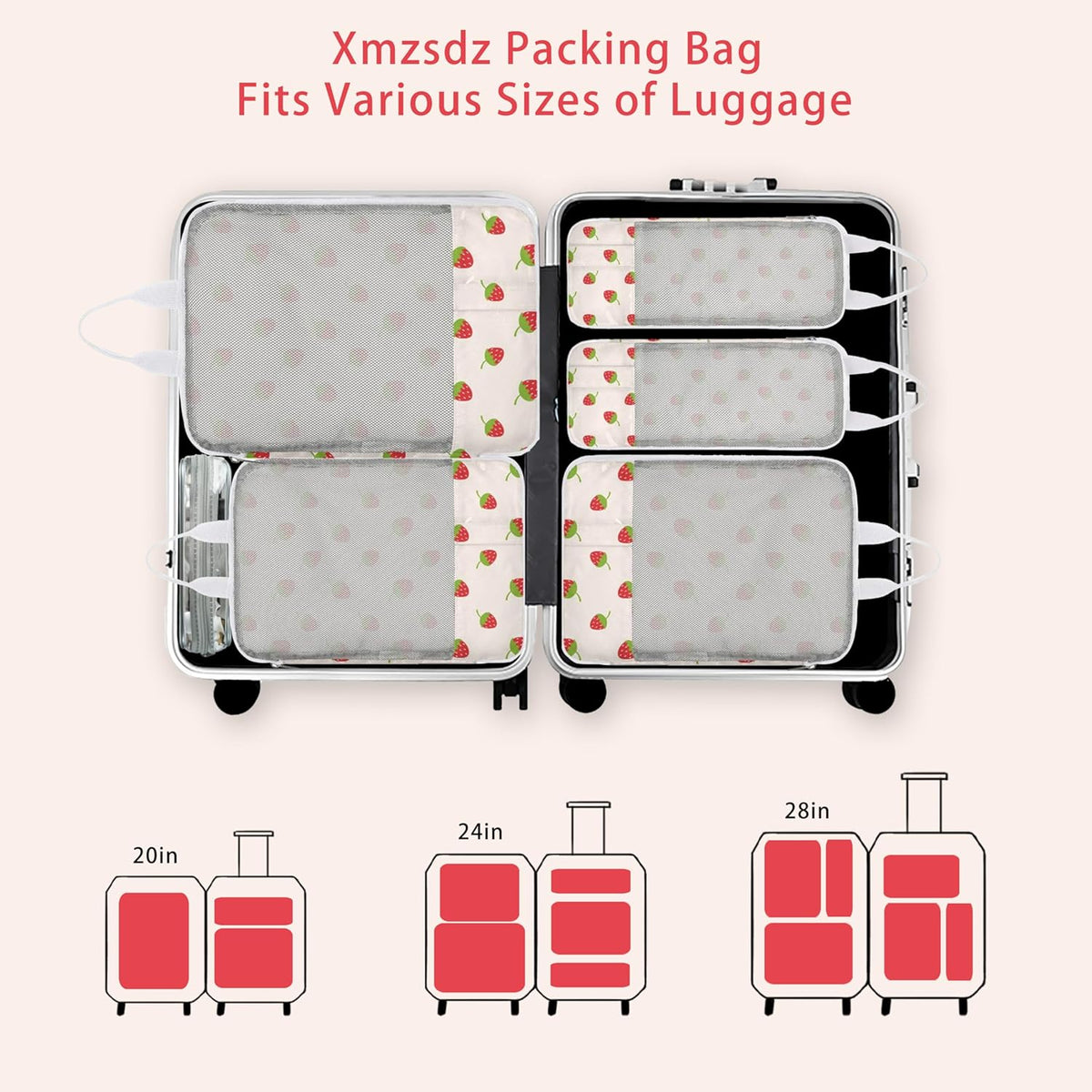 7 Pcs Compression Packing Cubes for Travel Luggage, Lightweight Suitcase Organizer Bags Set, Compression Packaging Cube for Travel Essentials, Packing Cubes for Carry on Suitcase