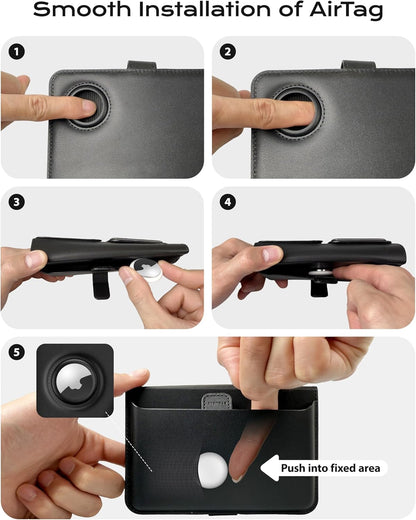 AirTag Passport Holder with Pull Strap, RFID Blocking Magnetic Case | Patented 1-sec Pull Strap; Detachable Magnetic Card Wallet; Zero-rattle AirTag Slot; Certified RFID Blocking; Ultra-slim