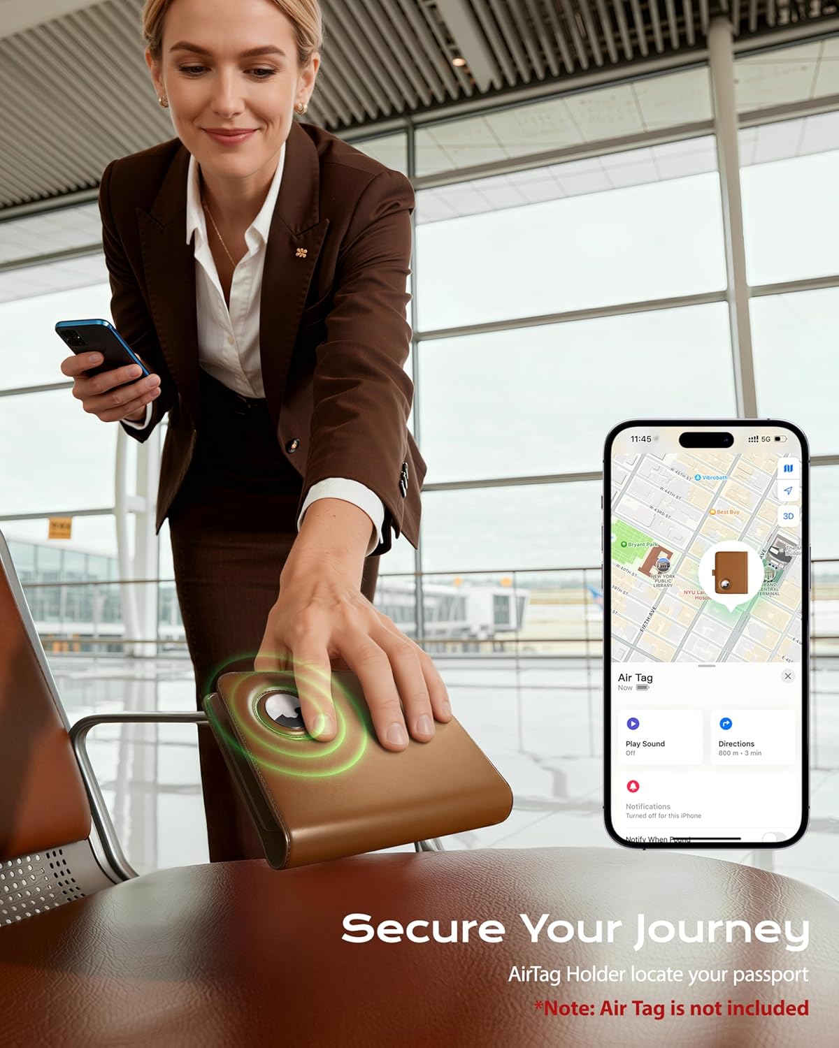 AirTag Passport Holder with Pull Strap, RFID Blocking Magnetic Case | Patented 1-sec Pull Strap; Detachable Magnetic Card Wallet; Zero-rattle AirTag Slot; Certified RFID Blocking; Ultra-slim