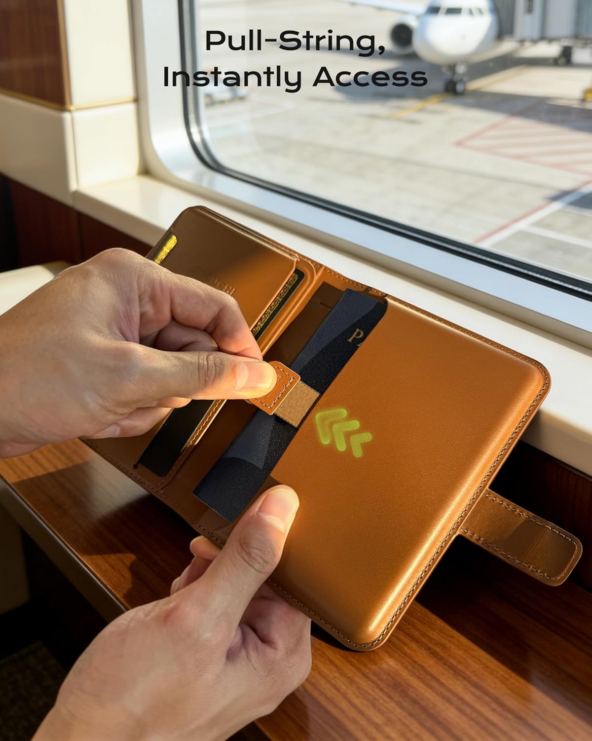 AirTag Passport Holder with Pull Strap, RFID Blocking Magnetic Case | Patented 1-sec Pull Strap; Detachable Magnetic Card Wallet; Zero-rattle AirTag Slot; Certified RFID Blocking; Ultra-slim