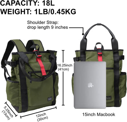 Unisex Laptop Tote Backpack Convertible Lightweight Nylon Water-Resistant Everyday Shoulder Tote bag Backpack with Water Bottle Pocket Work Travel, Royal Blue