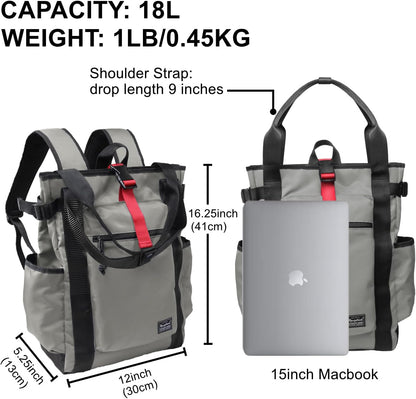Unisex Laptop Tote Backpack Convertible Lightweight Nylon Water-Resistant Everyday Shoulder Tote bag Backpack with Water Bottle Pocket Work Travel, Royal Blue