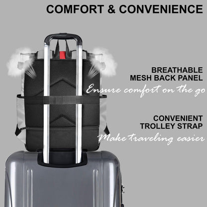 Unisex Laptop Tote Backpack Convertible Lightweight Nylon Water-Resistant Everyday Shoulder Tote bag Backpack with Water Bottle Pocket Work Travel, Royal Blue