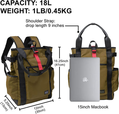 Unisex Laptop Tote Backpack Convertible Lightweight Nylon Water-Resistant Everyday Shoulder Tote bag Backpack with Water Bottle Pocket Work Travel, Royal Blue