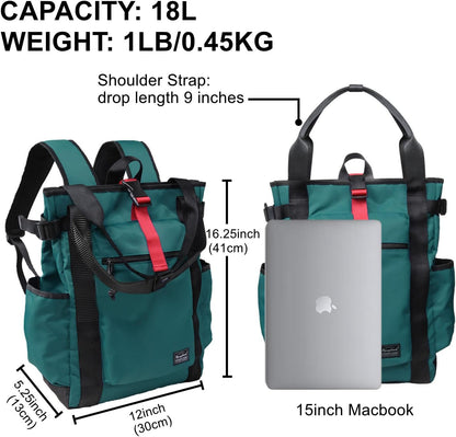 Unisex Laptop Tote Backpack Convertible Lightweight Nylon Water-Resistant Everyday Shoulder Tote bag Backpack with Water Bottle Pocket Work Travel, Royal Blue