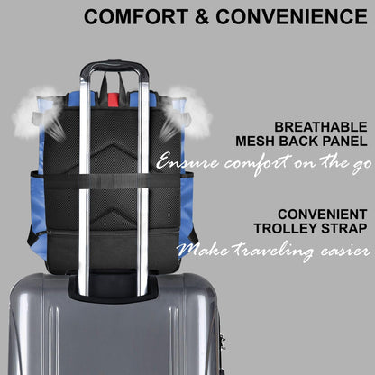 Unisex Laptop Tote Backpack Convertible Lightweight Nylon Water-Resistant Everyday Shoulder Tote bag Backpack with Water Bottle Pocket Work Travel, Royal Blue
