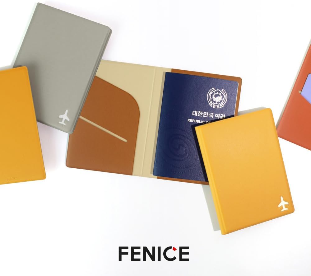 Plane Passport Holder with Card Slot Boarding Pass Pocket, RFID Blocking, Waterproof PU Leather, 7 Color Options (NAVY)