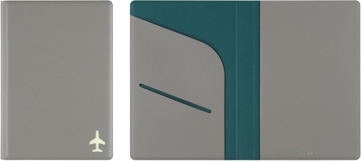 Plane Passport Holder with Card Slot Boarding Pass Pocket, RFID Blocking, Waterproof PU Leather, 7 Color Options (NAVY)