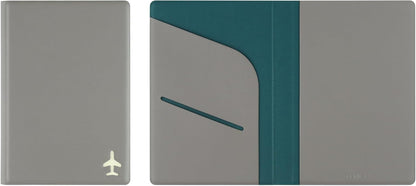 Plane Passport Holder with Card Slot Boarding Pass Pocket, RFID Blocking, Waterproof PU Leather, 7 Color Options (NAVY)