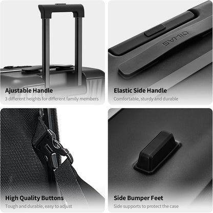 Carry On Luggage with Cup Holder, Top Opening Carry On Suitcase with USB Port, Phone Holder, One-Click Brake, Top Lid Opening Hardside Luggage for Travel, Business Trip, White