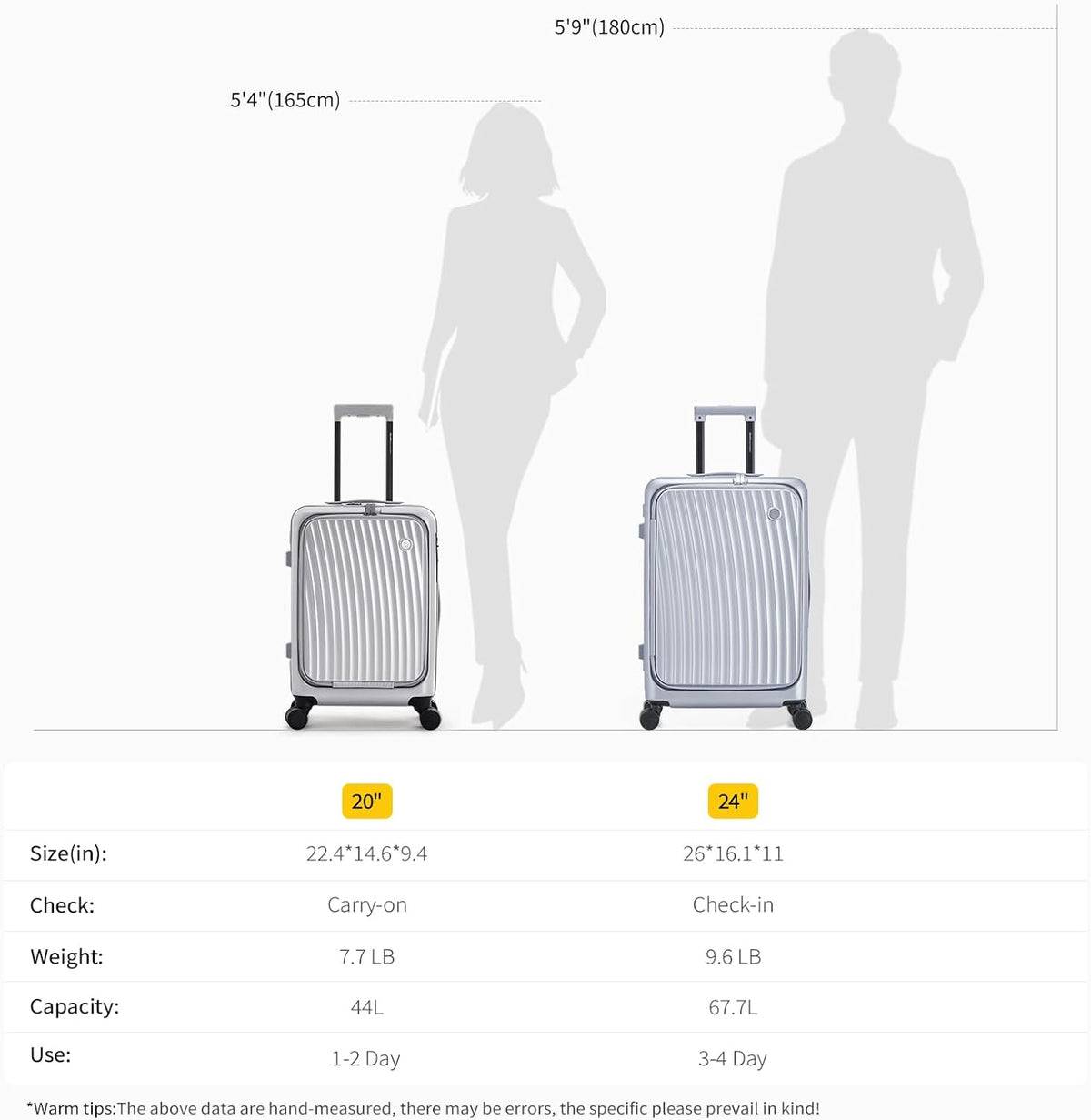 Carry On Luggage with Cup Holder, Top Opening Carry On Suitcase with USB Port, Phone Holder, One-Click Brake, Top Lid Opening Hardside Luggage for Travel, Business Trip, White