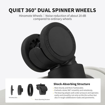 Carry On Luggage with Cup Holder, Top Opening Carry On Suitcase with USB Port, Phone Holder, One-Click Brake, Top Lid Opening Hardside Luggage for Travel, Business Trip, White