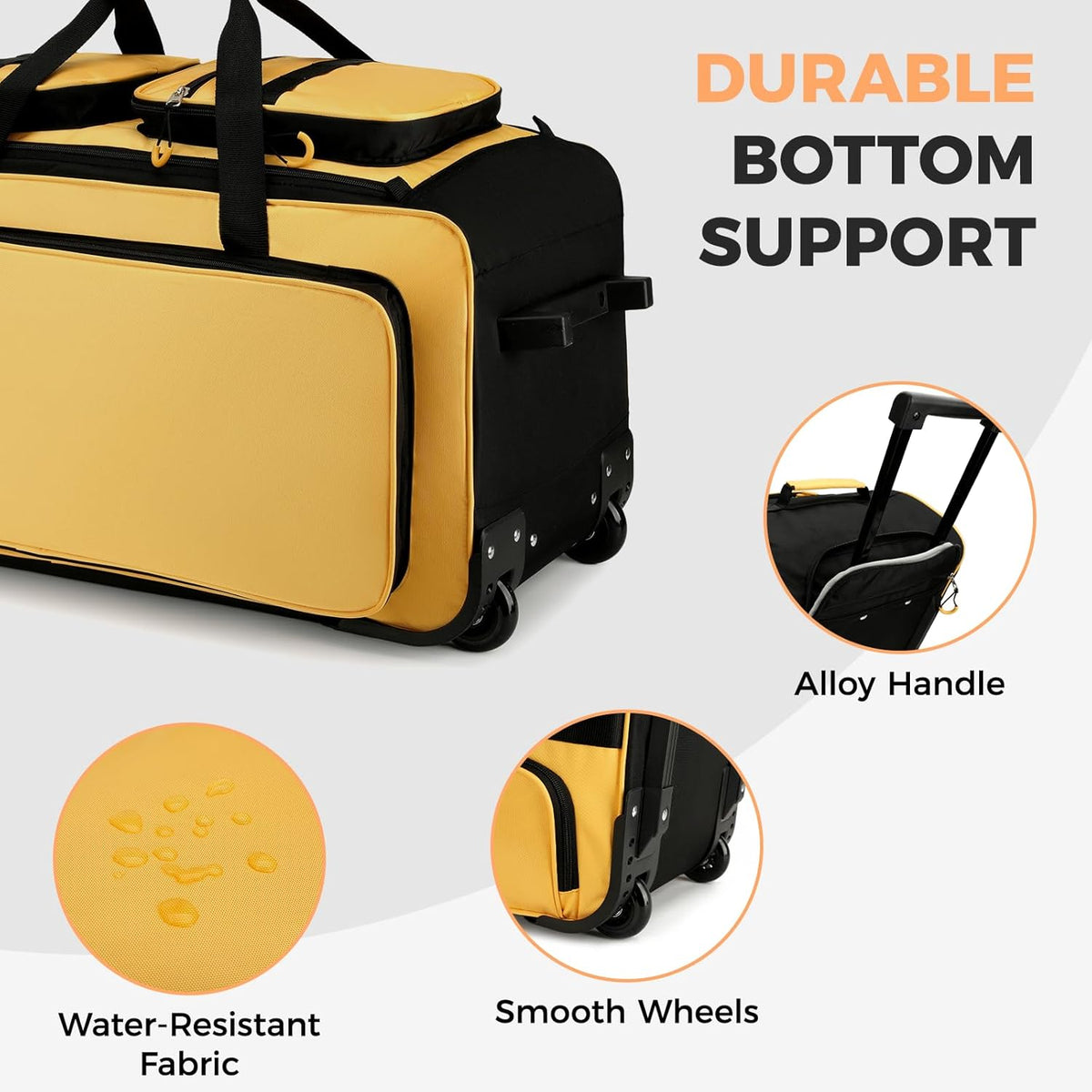 90L Rolling Duffle Bag with Wheels and Handle, 31” Large Duffle Bag for Travel, Carry On Luggage Duffel Bag with Shoe Compartment, Multi-Pocket, Water Resistant, Black