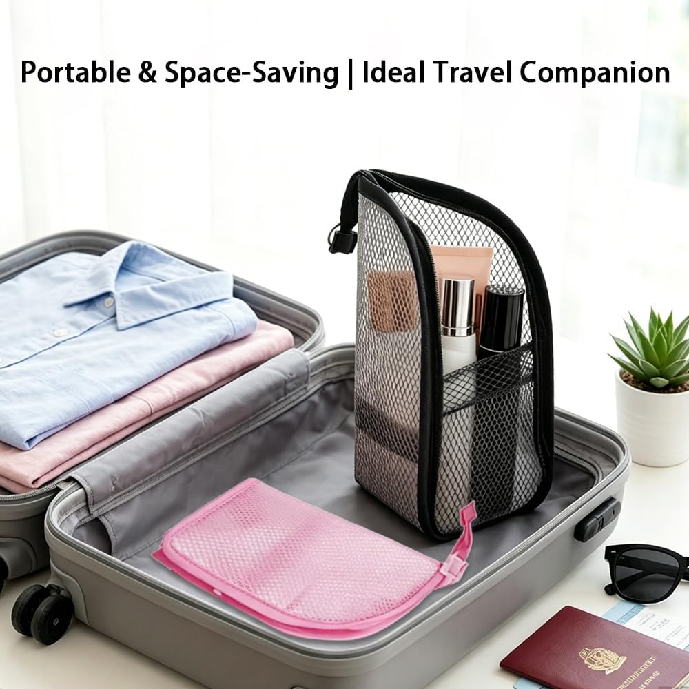 Standing Toiletry Bag for Men Women,4 Pack Lightweight Portable Waterproof Travel Toiletries Bag,Transparent EVA Mesh Hanging Makeup Cosmetic Bag,Upright Organizer Pouch Kit Accessories