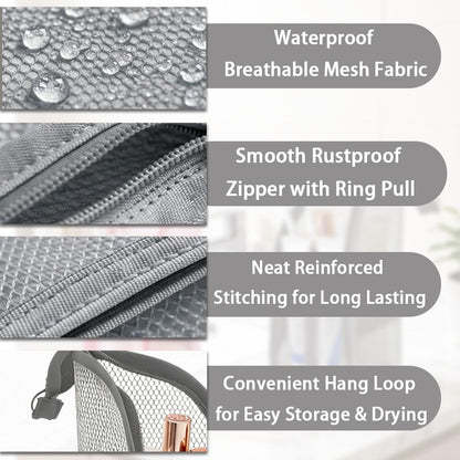 Standing Toiletry Bag for Men Women,4 Pack Lightweight Portable Waterproof Travel Toiletries Bag,Transparent EVA Mesh Hanging Makeup Cosmetic Bag,Upright Organizer Pouch Kit Accessories