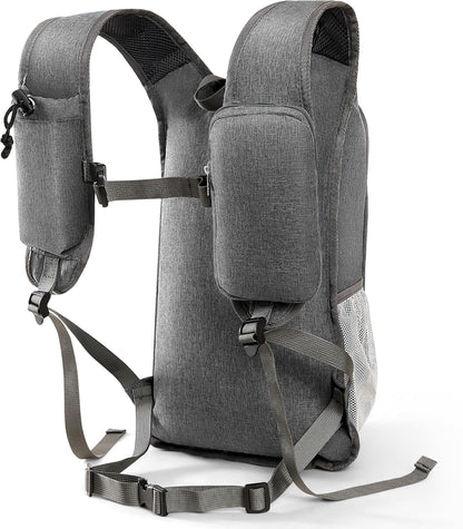 Small Hiking Backpack with Detachable Front Phone Holder, Foldable Packable Back pack with Chest and Waist Strap, Lightweight Daypack for Women Men (Gray, 15L)