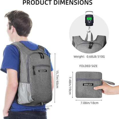 Small Hiking Backpack with Detachable Front Phone Holder, Foldable Packable Back pack with Chest and Waist Strap, Lightweight Daypack for Women Men (Gray, 15L)