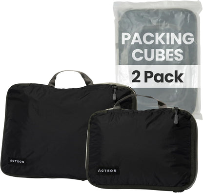 Compression Packing Cubes - 2 Pack Clean Dirty Separate Zipper - Lightweight Travel Packing Cubes for Luggage - Suitcase Organizer Travel Cubes - Large Small Laundry for Clothes Shoes Makeup