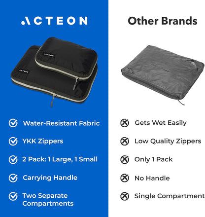 Compression Packing Cubes - 2 Pack Clean Dirty Separate Zipper - Lightweight Travel Packing Cubes for Luggage - Suitcase Organizer Travel Cubes - Large Small Laundry for Clothes Shoes Makeup