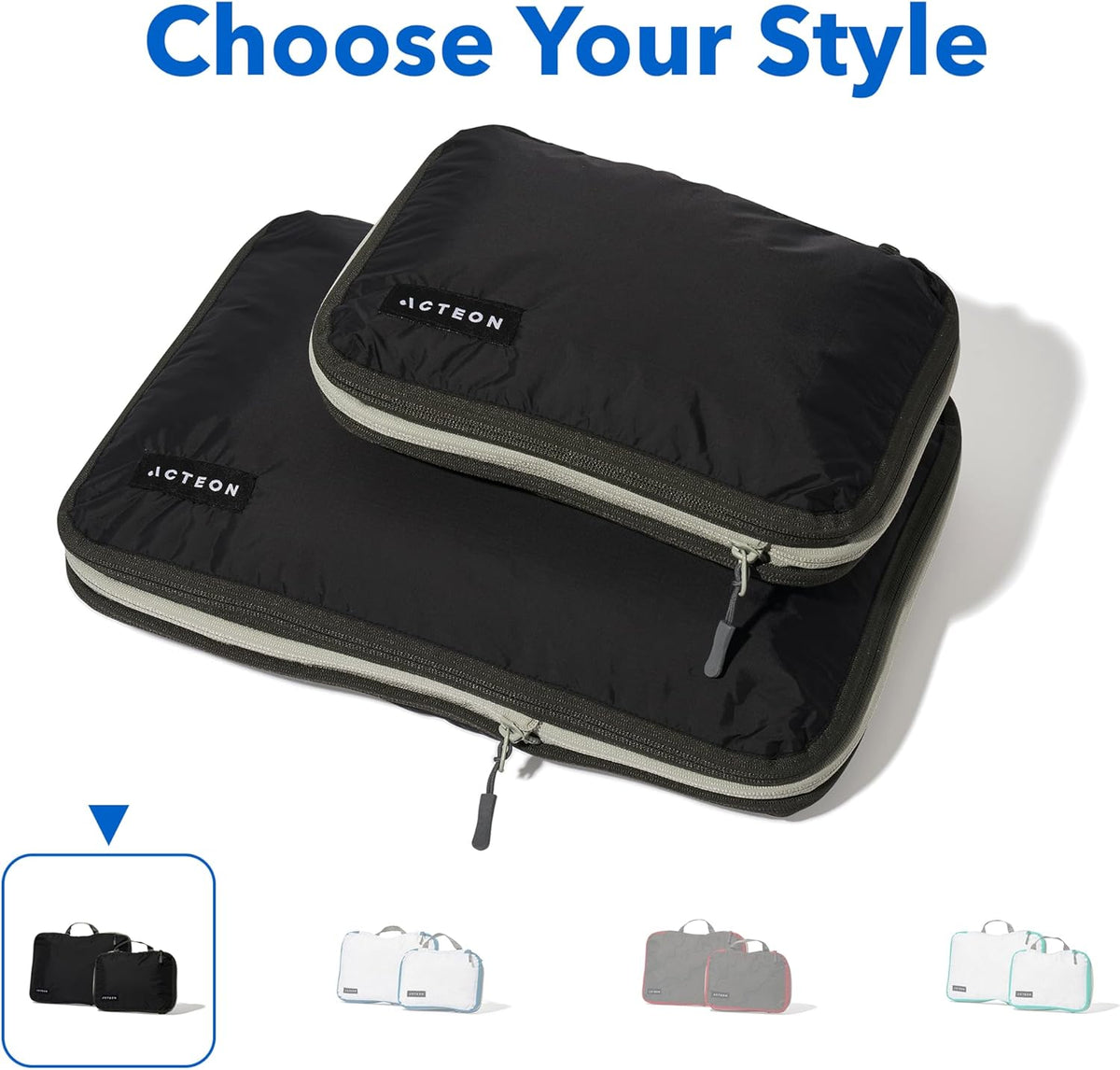 Compression Packing Cubes - 2 Pack Clean Dirty Separate Zipper - Lightweight Travel Packing Cubes for Luggage - Suitcase Organizer Travel Cubes - Large Small Laundry for Clothes Shoes Makeup