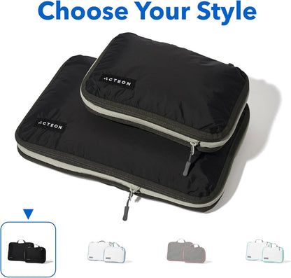 Compression Packing Cubes - 2 Pack Clean Dirty Separate Zipper - Lightweight Travel Packing Cubes for Luggage - Suitcase Organizer Travel Cubes - Large Small Laundry for Clothes Shoes Makeup