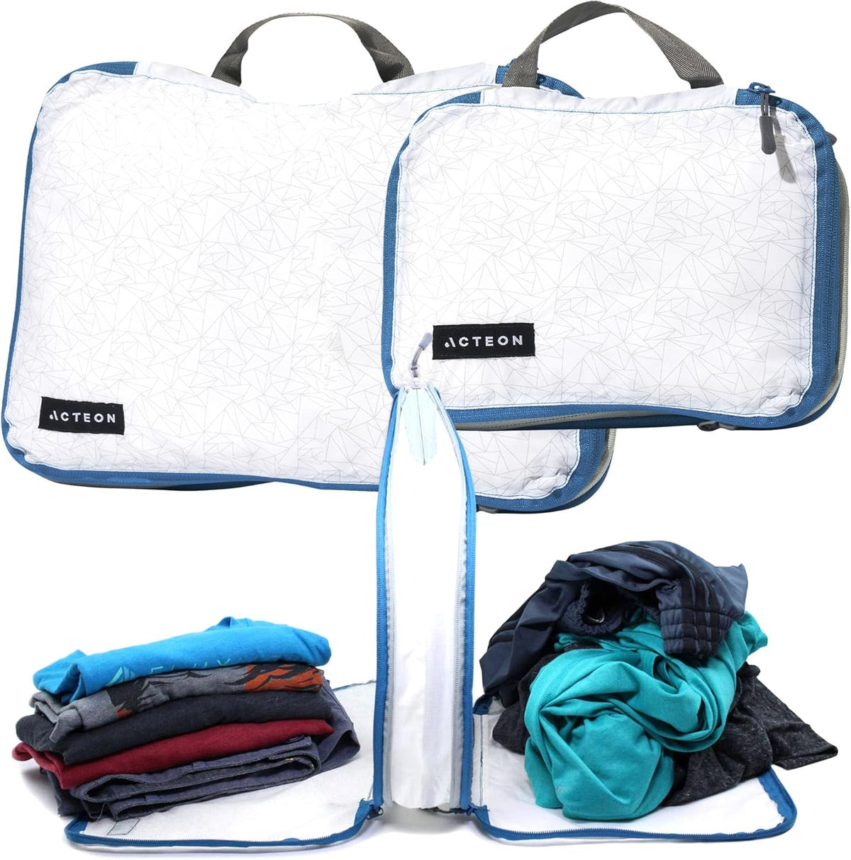 Compression Packing Cubes - 2 Pack Clean Dirty Separate Zipper - Lightweight Travel Packing Cubes for Luggage - Suitcase Organizer Travel Cubes - Large Small Laundry for Clothes Shoes Makeup