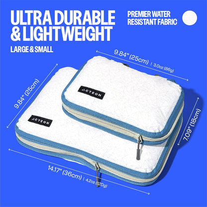 Compression Packing Cubes - 2 Pack Clean Dirty Separate Zipper - Lightweight Travel Packing Cubes for Luggage - Suitcase Organizer Travel Cubes - Large Small Laundry for Clothes Shoes Makeup