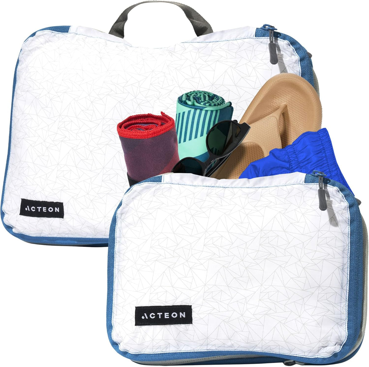 Compression Packing Cubes - 2 Pack Clean Dirty Separate Zipper - Lightweight Travel Packing Cubes for Luggage - Suitcase Organizer Travel Cubes - Large Small Laundry for Clothes Shoes Makeup