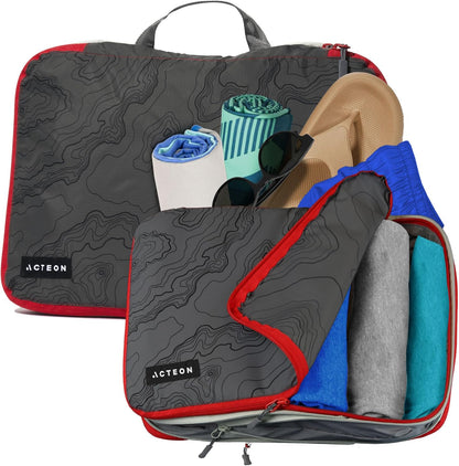 Compression Packing Cubes - 2 Pack Clean Dirty Separate Zipper - Lightweight Travel Packing Cubes for Luggage - Suitcase Organizer Travel Cubes - Large Small Laundry for Clothes Shoes Makeup